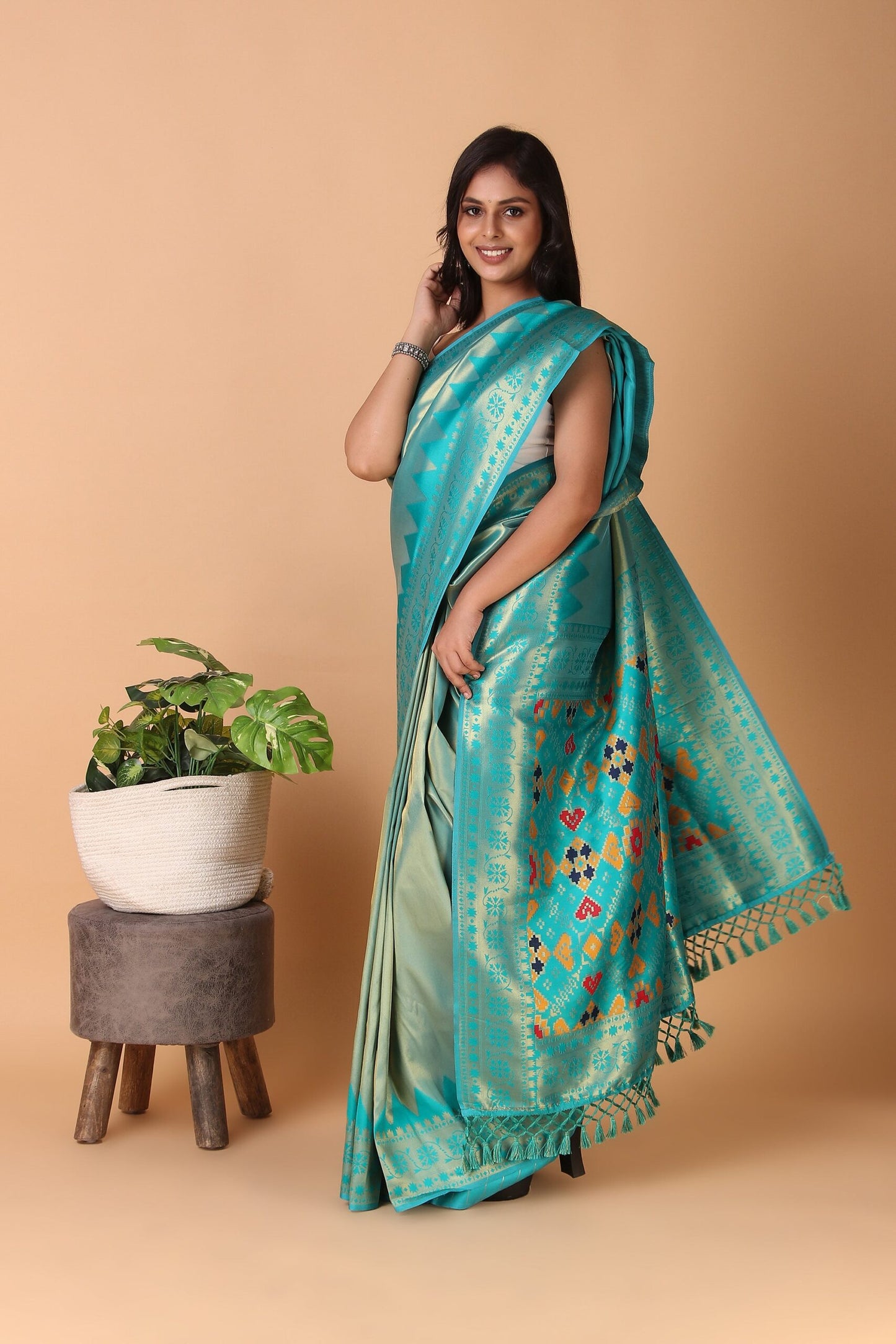 Badra Bahara - Turquoise Pure Kanjivaram Silk Saree