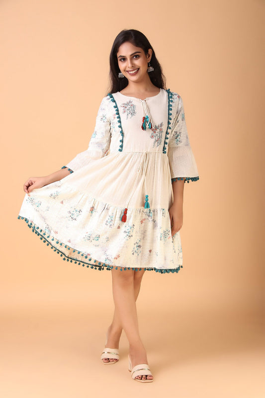 Shubhra - Pure Cotton White Midi Dress